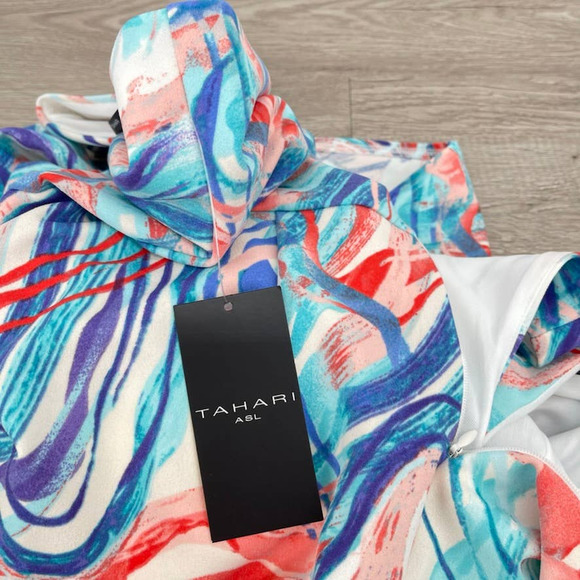 NWT - TAHARI ASL Womens Scuba Crepe Midi Dress Side Knot Sheath - Size 4 - Picture 4 of 15